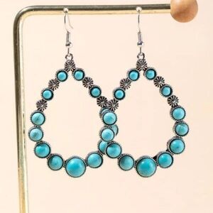 TURQUOISE TEAR DROP DANGLE EARRINGS